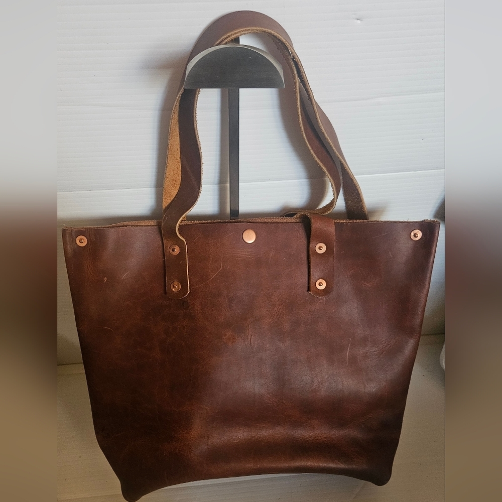 NEW Handmade Full Grain Leather Tote Bag Brown,Minimalist Rustic Large Shoulder